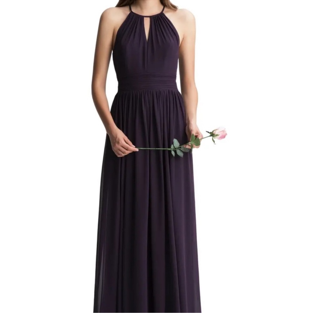 Bridesmaid dress - Plum - Levkoff Keyhole Neck Chiffon A-line Gown